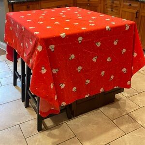Vintage Vera Newmann Snowman Print Christmas No-Iron Percale Tablecloth 65x91